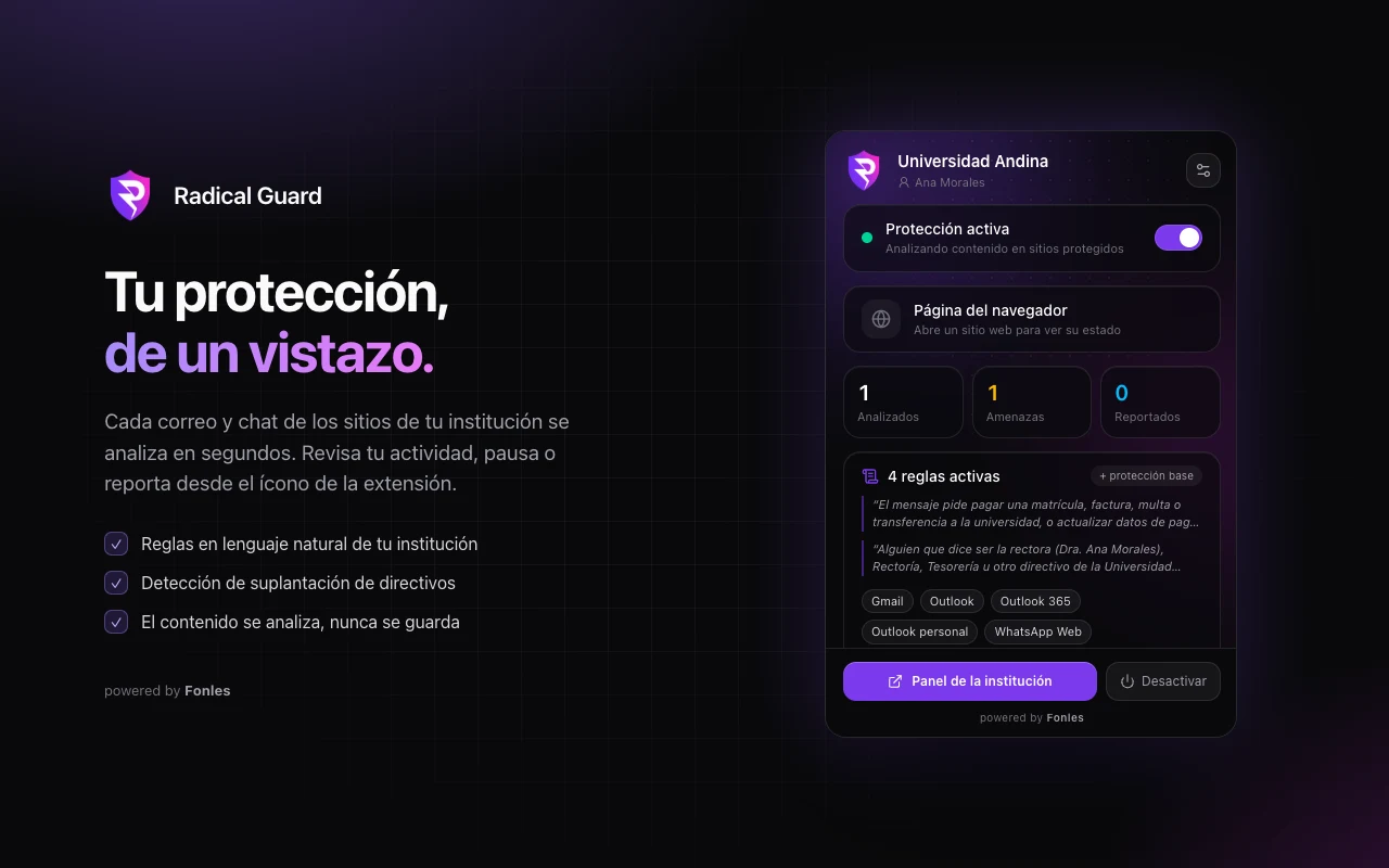 Captura de Radical Guard: Su protección, de un vistazo.